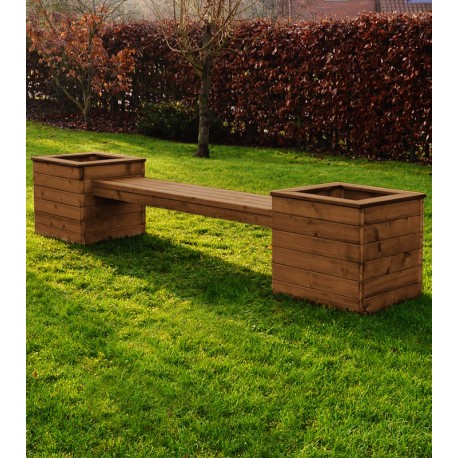 Double Garden Planter With 5 Ft Seat Bench