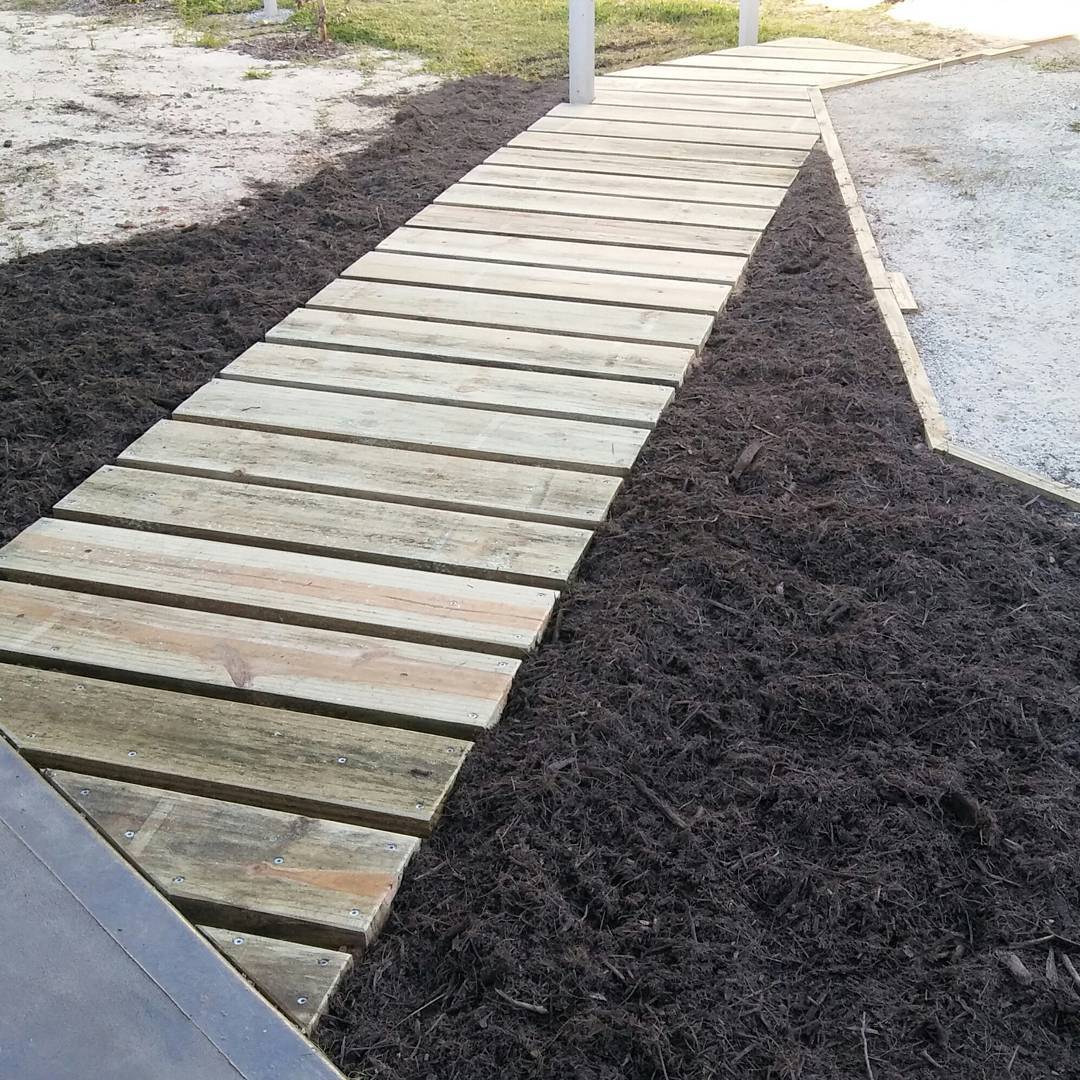 railway sleepers pathway in the garden