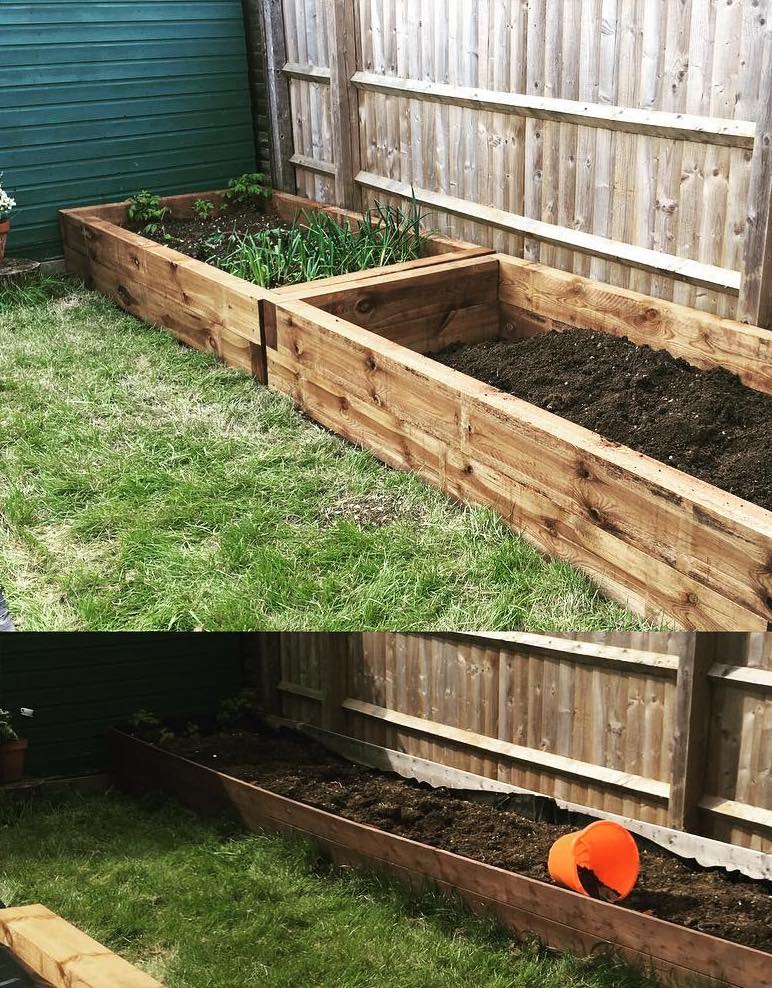 garden sleepers used for raised beds