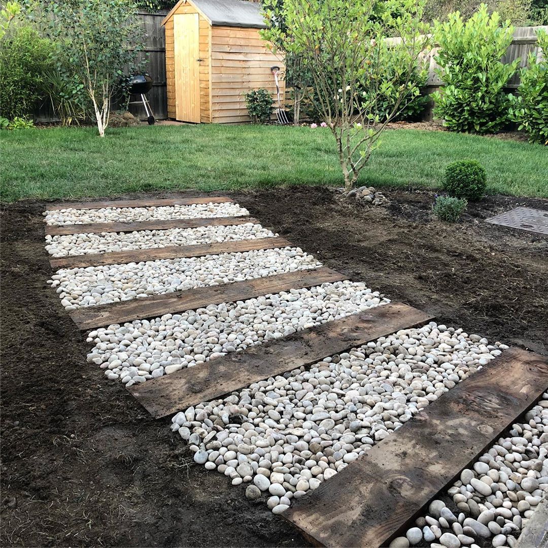 natural garden pathways with oak sleepers