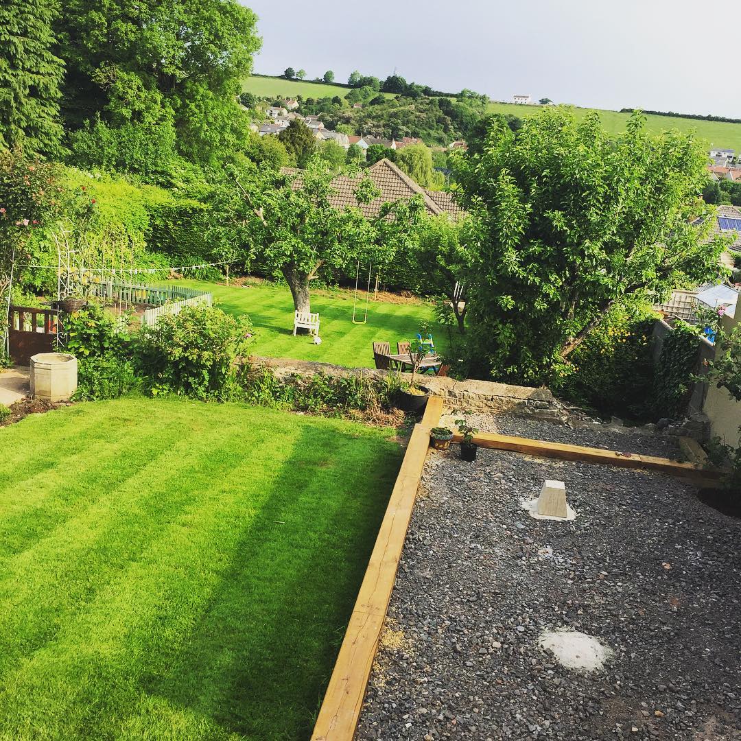 Garden edging with railway sleepers